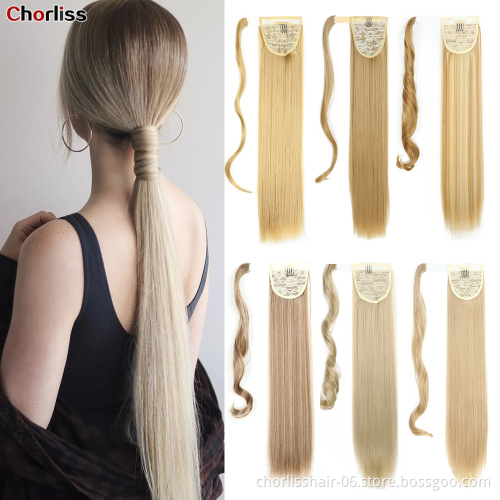 Hot Product Mult-Color Silky Straight Chorliss For Children High Wrap Around Strappy Hair Synthetic Ponytail Holder Extensions